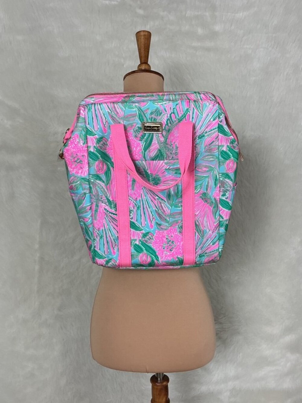 Lilly Pulitzer Pink Green Blue Gold Insulated Cooler Soft Backpack NWOT